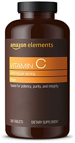 Amazon Elements Vitamin C, 1000mg, Vegan, Supports Healthy Immune System, 300 Tablets