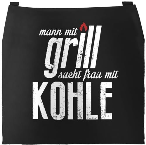 MoonWorks Grill-Schürze Mann mit Grill sucht Frau mit Kohle schwarz unisize