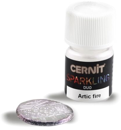 CERNIT CE6130002004C - Dose Pigmentpulver 2g, SPARKLING DUO, für Modelliermasse (Polymer) und Epoxidharz geeignet, für die Malerei, DIY- und Bastelprojekte, Arctic Fire, 1 Stück