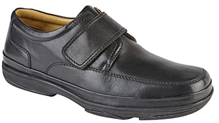 Roamers Mens Leather Wide Fit Touch Fastening Casual Shoes (6 UK) (Black)