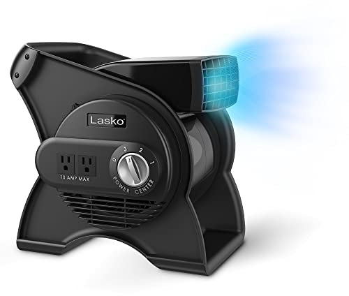 Lasko U12104 High Velocity Pro Pivoting Utility Fan for Cooling, Ventilating, Exhausting and Drying at Home, Job Site and Work Shop, Dark Grey