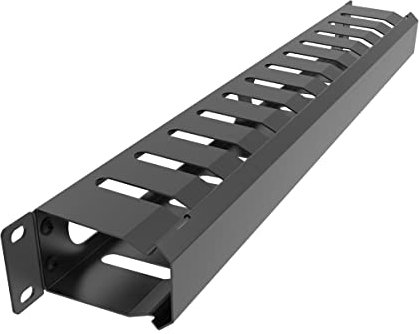 JINGCHENGMEI All Metal 1U 19 Inch Server Rack Wire Management System-Horizontal Rack Mount 12 Larger Slots Cable Manager (AHMMA1U12S, Black)
