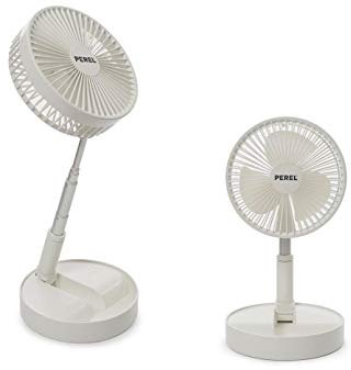 Zusammmenklappbarer Tischventilator in Weiß sehr leise, höhenverstellbar bis 101cm, wiederaufladbar über USB Kabel