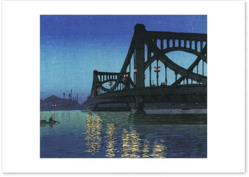 【Hergestellt in Japan】 Poster Japanische Malerei Hasui Kawase Kiyosu Bridge Evening 41 cm x 29 cm (A3) Druck auf einem dicken Blatt Papier Gemälde Wandkunst