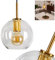 HOFSTEIN Hängeleuchte Karo, Retro Pendellampe aus Metall in Gold und klaren Glasschirm, runde 1-flammige Deckenlampe, 1 x E27, Höhe 126 cm (verstellbar),ohne Leuchtmittel