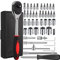 eSynic Socket Wrench Set Professional 46Pcs Metric Socket Ratchet Wrench Set 1/4 Inch Drive Socket Wrench Socket Driver Kits 72 Gear Socket Set Reversible Ratchet Socket Tool for Bike Car Repair etc