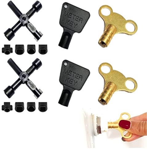 2 Sets of Radiator, Meter Box and 4 Way Utility Keys Multi-Functional Tool