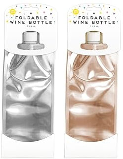 Borsa per bottiglie d'acqua pieghevole usa e getta per bevande calde e fredde, borsa per bottiglie di vino, portatile, riutilizzabile, in plastica, pieghevole, 750 ml (colori assortiti, 1)