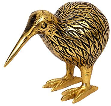 Brillibrum Design Kiwi Tier Deko Figur Vogel Australien Tierfigur Nationalsymbol von Neuseeland Glücksbringer Animal Kiwi Deko Skulptur, Größen Name: 24x14x30cm (HxBxT), Material: Gold-Schwarz
