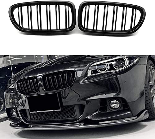 YIUBCZOQI F10 F11 Nieren Schwarz Front Kühlergrill für BMW 5 Serie F10 F11 M5 Grill Schwarz Glänzend Doppel-Lamellen Grill 2010-2017