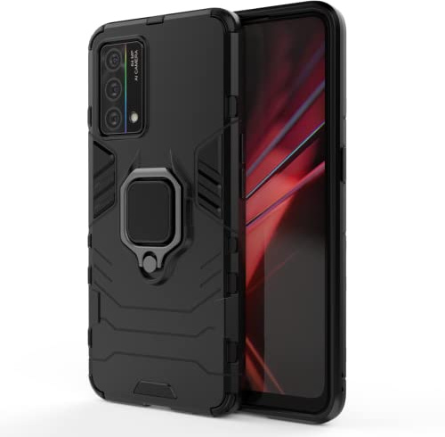 HONLEN Hülle Kompatibel für Realme GT Master Edition Handyhülle, (6.43 Inches) [Stoßfeste][Kratzfest] Case mit 360 Grad Drehhalter Rüstung Schutz Cover Schwarz
