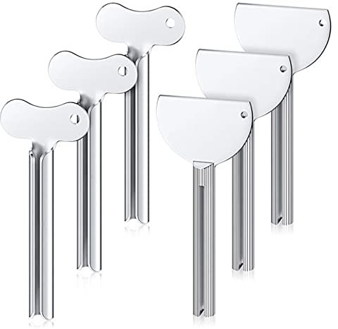 SUMSYNC Tube Squeezer Metal 6 Pieces, Tube Press Stainless Steel, Toothpaste Squeeze for Cosmetics, Shoe Polish, Hair Dye, Suitable for Kitchen, Bathroom, Studio