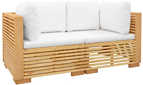 vidaXL Garten-Ecksofas mit Kissen 2 STK. Massivholz Teak, Sofa, Gartensofa, Gartenmöbel, Outdoor-Sofa, Terrassensofa, Holzmöbel, Ecksofa Massivholz