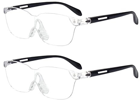 SKYWAY 2 Pack Lupenbrille, 160% VergrößErung, Tragbare Leselupen, FreihäNdig für Nahes Arbeiten, Lesen, Hobby, Handwerk, Leichtgewicht (Schwarz/Schwarz)