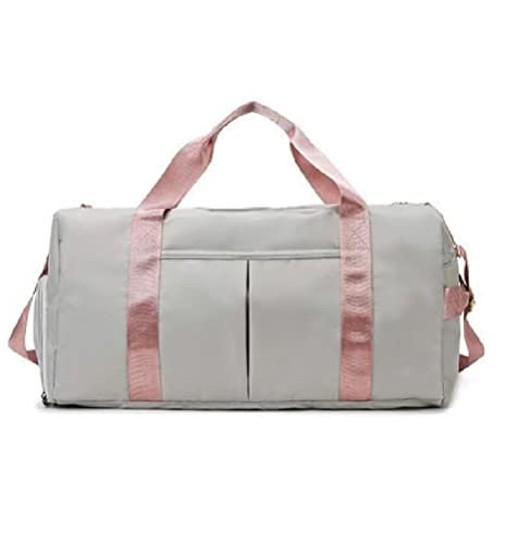 Reisetasche für Damen und Herren, mit Schuhfach, Sporttasche, Turnbeutel, Weekender, Übernachtung, Schultertasche, Pink&Grau