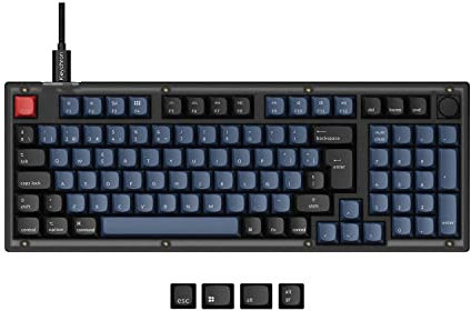 Keychron V5 Cablede Teclado Mecánico Personalizado con Perilla, 96% Diseño QMK/Via Macros Programable, Hot-swappable Keychron K Pro Brown Switch para Mac Windows, Frosted Black (ES Layout)