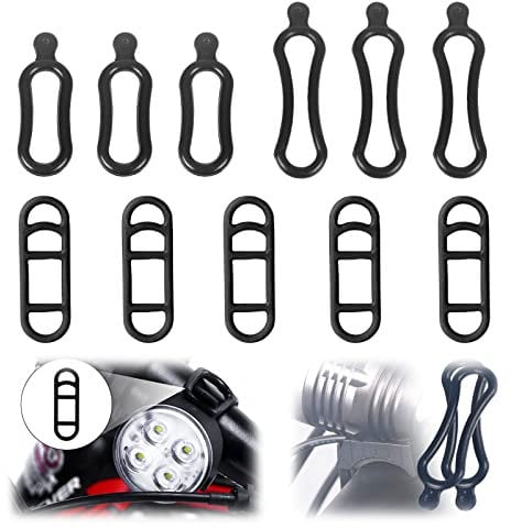 Feliciay 11 Stück Fahrrad Stretch Gummiringe Taschenlampe Gummiband Halterung,360 Grad Einstellbar Für LED Fahrradlicht Scheinwerfer Taschenlampe Lenkstangen-Halterung