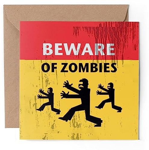 1 x Greeting Card - Beware of Zombies Walking Dead - Blank Birthday Celebration Anniversary #57529