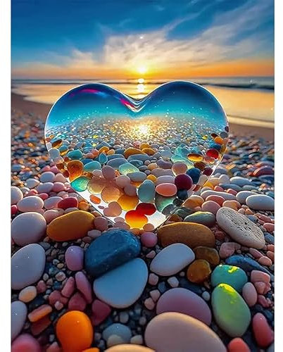 Diamond Painting Erwachsene und Kinder, 5D Diamant Painting Bilder landschaft Set, DIY Diamant Crystal Arts Craft Cross Stickerei Malerei Kits Home Wand Décor (Strand 30x40cm)