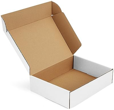 Poever Versandkartons, 30,5 x 22,9 x 7,6 cm, 22 Stück, weiße Versandkartons zum Verpacken, Kleinbusse, Wellpappe-Versandtaschen für Buchschuhe, Geschenkversand