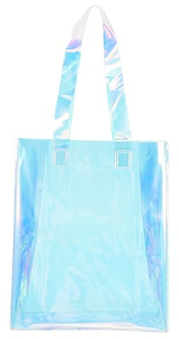 Cabilock Schillernde Tragetasche Holografische Transparente Einkaufstasche Durchsichtige Umhängetasche Taschen Zum Sammeln Von Muscheln Holografische Umhängetasche Tragbar Pvc Handtasche