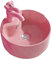 GRFIT Lavabo Bagno Lavandino del Bagno in Ceramica Rotondo Carino con Set di lavello di Rubinetto a Forma di Animale (Colori Multipli tra Cui Scegliere) Lavandino Bagno (Color : Roze)