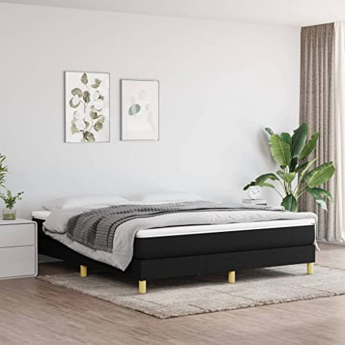 Festnight Polsterbett 160 x 200 cm - Komplettes Bett Set Mit Matratze, Lattenrost - Boxspringbett Aus Stoff - Schwarz