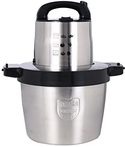 GCCSSBXF Hachoir en acier inoxydable pour légumes, fruits et noix, hachoir à viande électrique, bol de 6 L, 1600 W avec 4 lames tranchantes