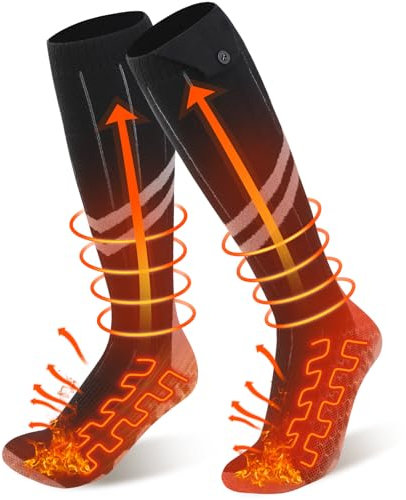 Ferdiiz Heated Socks for Men Women,Rechargeable 6000mAh Electric Socks with 4 Adjustable Full Foot Heating Foot Warmers,up to 14 Hours Suitable for Indoor and Outdoor Sports Skiing,Camping Hiking