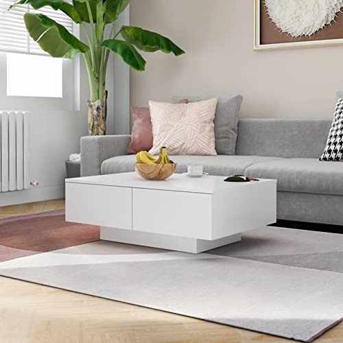 Homgoday Couchtisch, Weiß, 90 x 60 x 31 cm, aus mehrschichtigem Holz, moderner Couchtisch, Couchtisch, Couchtisch, Wohnzimmertisch für Büro und Schlafzimmer