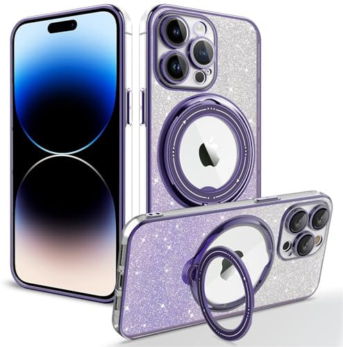 Rokmym Kompatibel mit Hülle für iPhone 11 Pro Max Hülle Magnetisch,Durchscheinende Funkeln rutschfeste Handyhülle mit Unsichtbar Ständer,Stoßfeste Kratzfeste Schutzhülle Case Cover iPhone 11 Pro Max