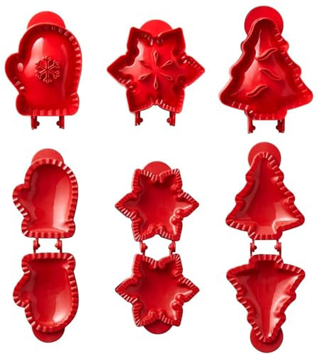 Christmas One-Press Hand Pie Maker, 3Pcs Christmas Cookie Moulds Hand Pie Maker, Festive Cute Mini Pie Maker for Party Pastry Making Baking (A)