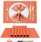 BETEAM Platzsets Abwaschbar 6er Set Vinyl Tischsets für Esstisch Waschbar Küchen Platzdecken Langlebige Tischsets für Drinnen Draußen-03 Orange, 6er Set