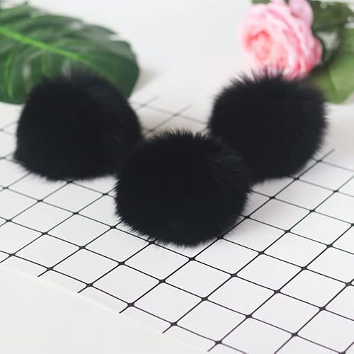 10 Stück 8CM Kunstfell Pompon,Kunstfell Bommel Fellbommel für Mützen Tasche Beanies Taschenanhänger Schlüsselanhänger Fellbommel DIY Fell Pom Poms für Schuhe Schals Anhängern Dekoration -Schwarz