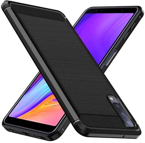 ivoler Silikon Hülle für Samsung Galaxy A7 2018, [Militärischer Schutz] Stoßfest Handyhülle, Dünne Weiche Flexible TPU Kratzfest Schutzhülle Anti-Fingerabdruck Case Cover, Schwarz