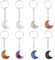 SUPERFINDINGS 8Pcs Gemstone Keychain Moon Crystal Stone Keychain Natural Stone Keyring Quartz Crystal Pendants with Iron Split Key Rings for Handbag Purse Car Keys Birthday Party Favors Supplies