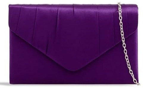 A2ZUKFASHION Pochette da donna in raso plissettato, per matrimoni, serate, feste, balli studenteschi, Viola scuro