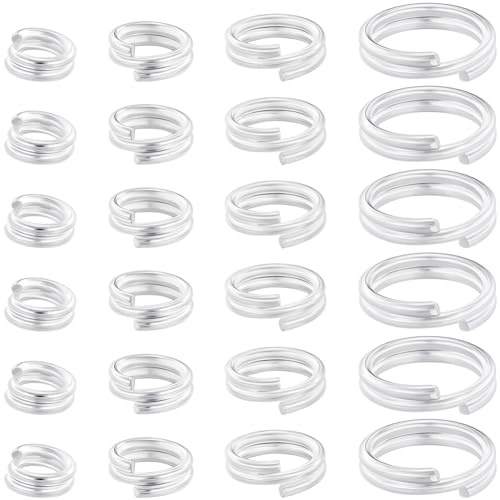 Beebeecraft 80 Stück 4/5/6/8 mm Schlüsselringe Schlüsselanhänger 925 Sterlingsilber Plattiertes Messing Mini-Split-Biegeringe mit Doppelschlaufen für Schmuck Halsketten Armbänder DIY