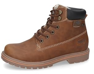 Dockers by Gerli Damen Combat Boots, Frauen Stiefeletten,wasserabweisend,warm gefüttert,Bootee,Booties,halbstiefel,Cognac,41 EU