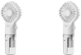 NeaxgeandX Lot de 2 ventilateurs brumisateurs portables à 4 vitesses pour voyage, bureau, camping - Blanc - 75 x 42 x 165 mm