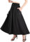Kefiys Rock Damen Sommer mit Taschen Lang Röcke mit Gummizug Sommerrock mit Kordelzug Einfarbig Casual Hochzeit Cocktail Midi Skirt Schwarz L