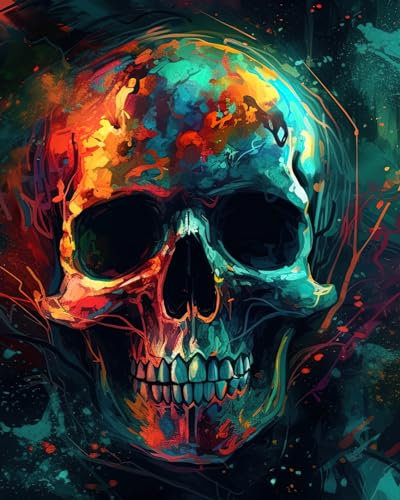 TISHIRON Malen nach Zahlen Erwachsene Anfänger Der Abstrakte Schädel Digitale Malerei Malen nach Zahlen Kits für Erwachsene Kinder Malerei Kunsthandwerk 16x20inch