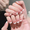 French Tip False Nail - 24Pcs Short False Nails - Square Shape Nude Color French Tip Press on Nails - Glossy Full Cover Glue on Nails Gifts for Women Girls Removable Nail Art