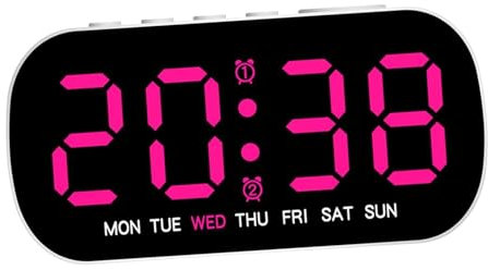 Baoblaze Digitaler Wecker, 5-stufig einstellbare Helligkeit, Zwei Weckeinstellungen, Kalenderuhr, Tischuhr für das Bett im Wohnheim, Rose Rot