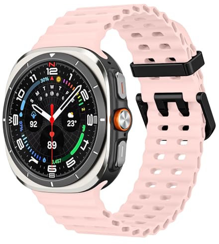 MoKo Cinturino Sportivo Compatibile con Samsung Galaxy Watch Ultra 47mm (2025/2024) per Uomo Donna, Cinturino di Ricambio in Silicone Morbido e Traspirante per Galaxy Watch 7 Ultra, Rosa nebula