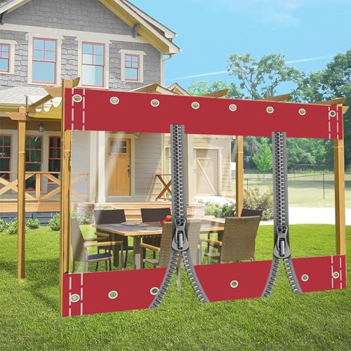 Rideau Exterieur Terrasse de 0,5 mm,Panneaux Latéraux de Pergola Transparent avec Zip,Rideau de Bâche D'extérieur Claire avec Œillets,pour Gazebo Porche (Hauteur x Largeur) 3,5x5,5m/11.48x18.04ft