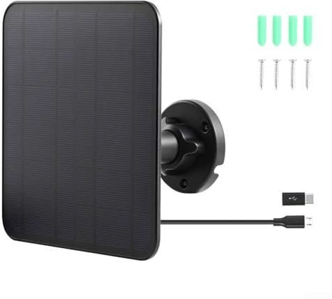 5W Solar Panel Charger, Solar Panel Charger for Ring Video Doorbell 4/3/2, for Outdoor Use, Waterproof, Easy to Clean(Black)