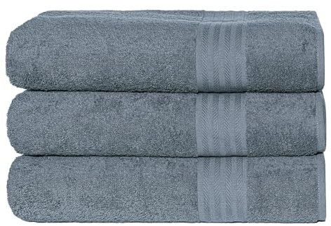 nice homeit - Juego de 3 Toallas de Baño Extra Suaves, 100% Algodón Made in Italy, Altamente Absorbentes y de Secado Rápido, Tamaño 75 x 140 cm, Color Gris Oscuro
