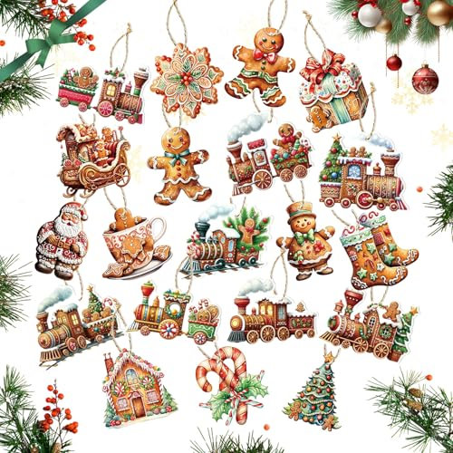 JAMSSOW 20 decorazioni natalizie per albero di Natale, con pan di zenzero, per decorazioni natalizie, piccole decorazioni natalizie per fai da te, decorazione natalizia per il fai da te