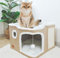 Spindro Grand lit pour Chat d'intérieur, Niche Pliable pour Chat, Maison Cube avec Tapis à griffer, Lit Moderne pour Chien avec Coussin Doux Lavable, 43x43x33cm,Kaki
